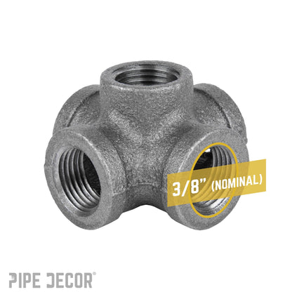 3/8 in. Black 5-way Fitting PIPE DECOR
