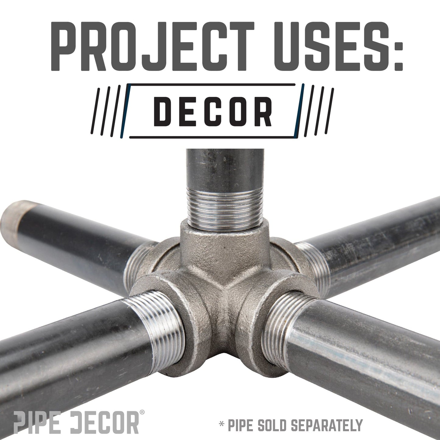 3/8 in. Black 5-way Fitting PIPE DECOR