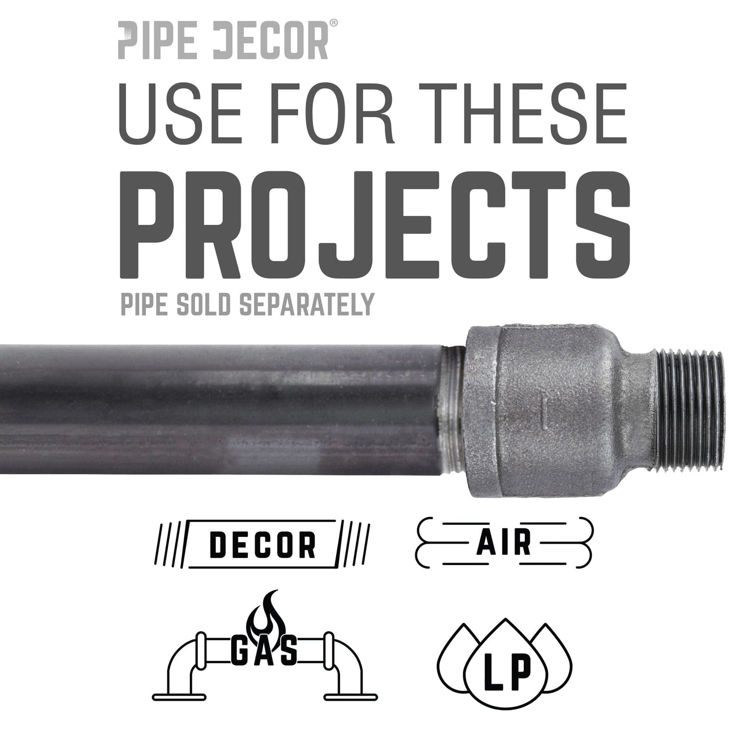 1 in. Black Extension Piece PIPE DECOR