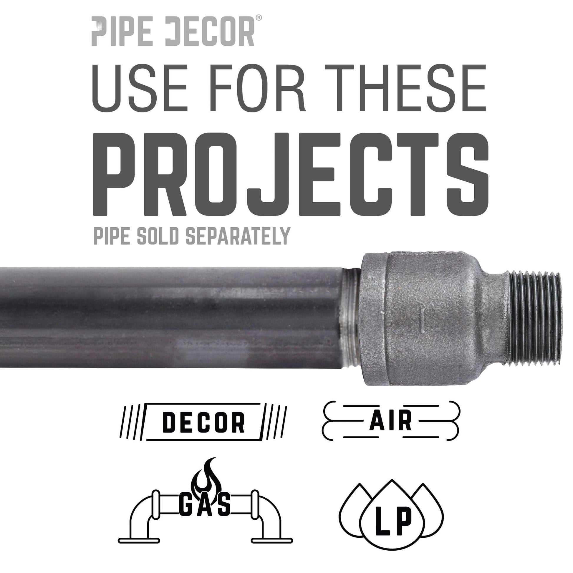 1 in. Black Extension Piece PIPE DECOR