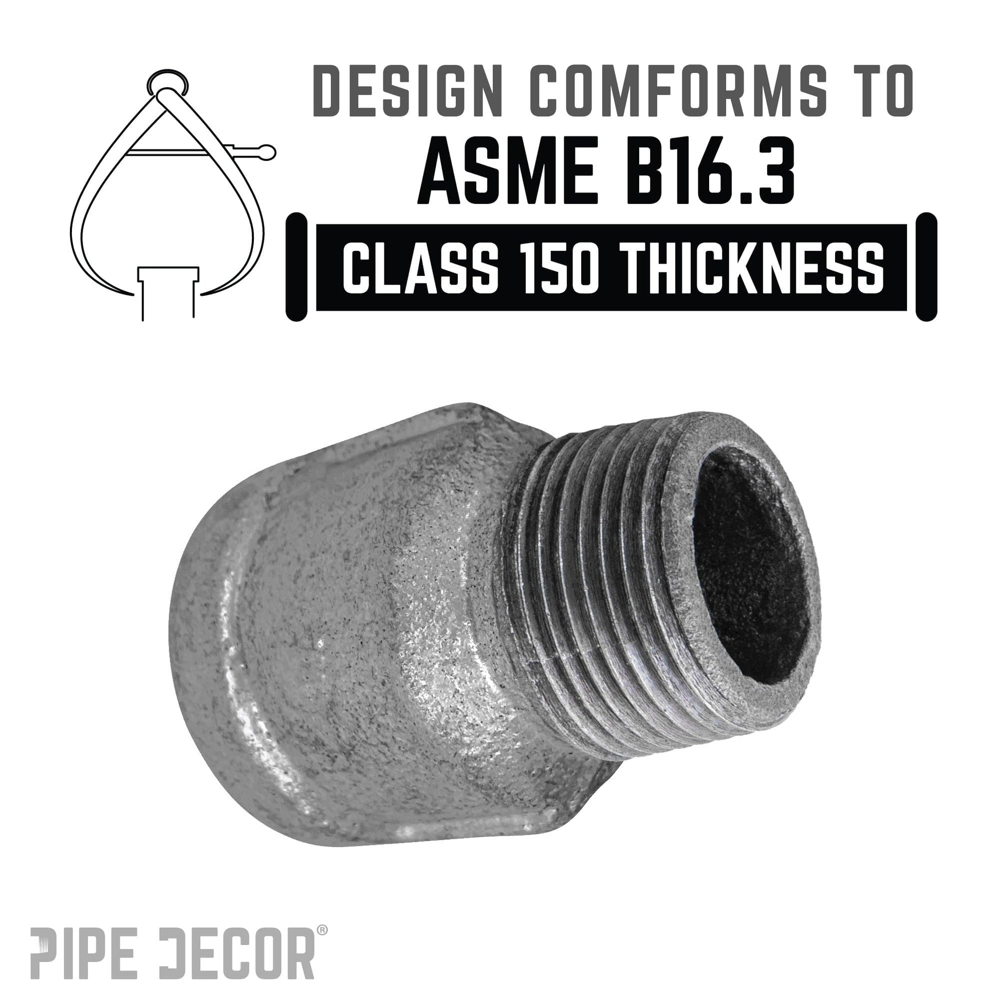1 in. Black Extension Piece PIPE DECOR
