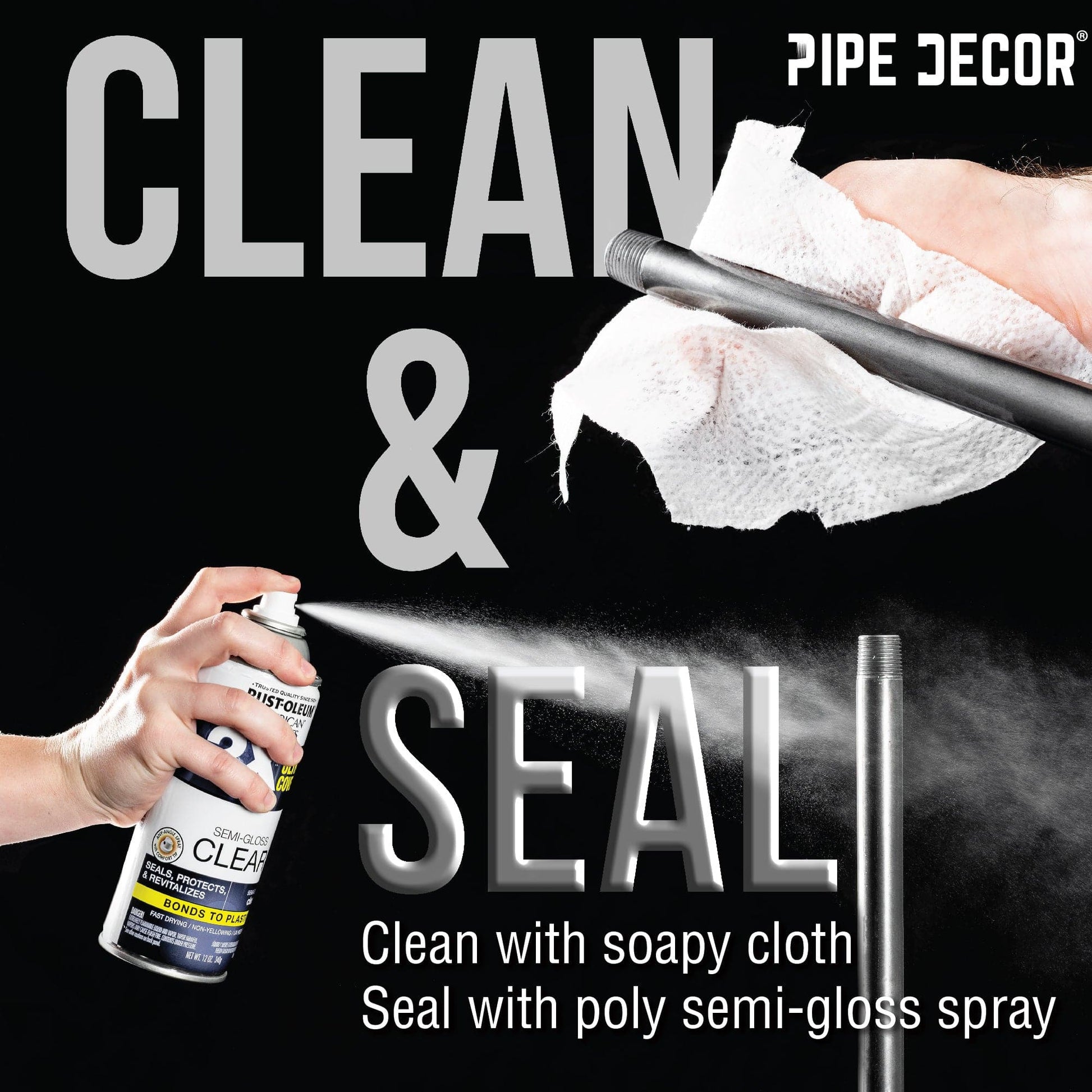 1 in. Black Extension Piece PIPE DECOR