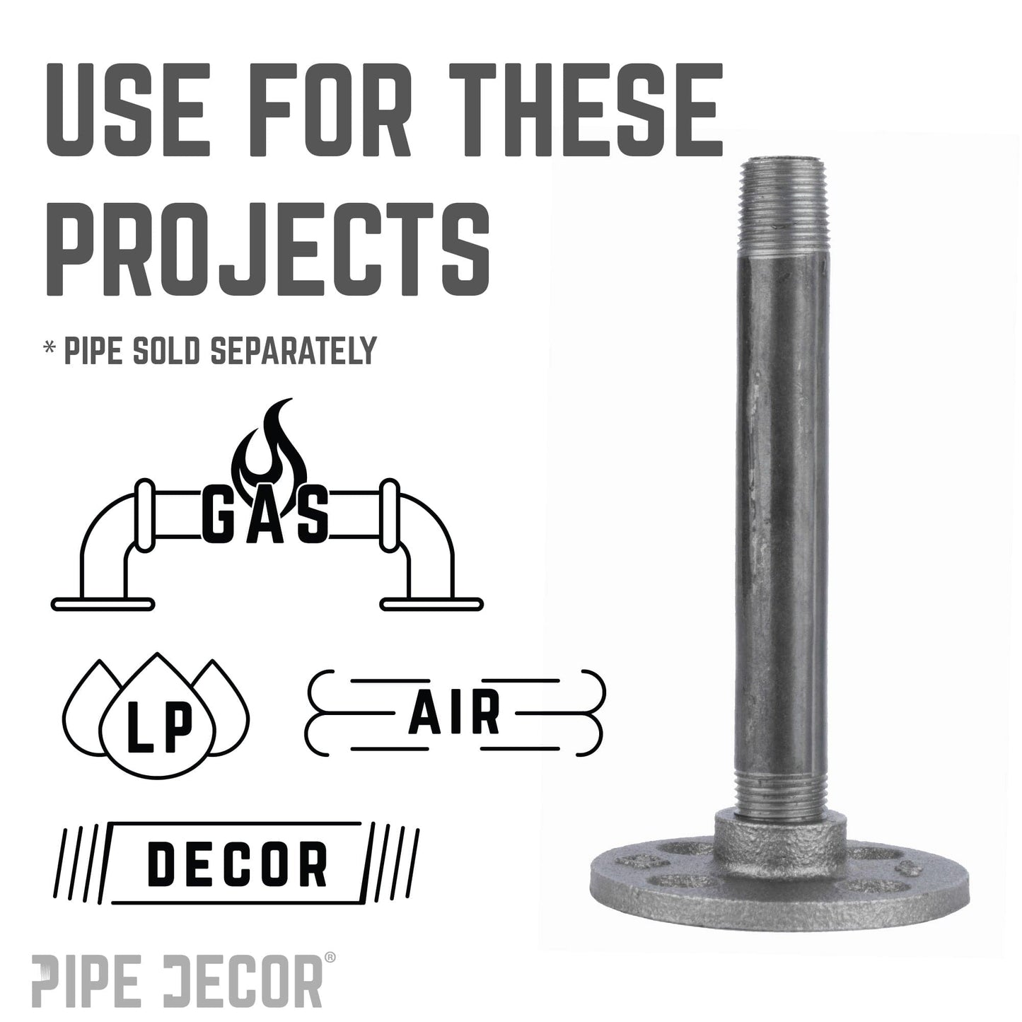 1/4 in. Black Floor Flange PIPE DECOR