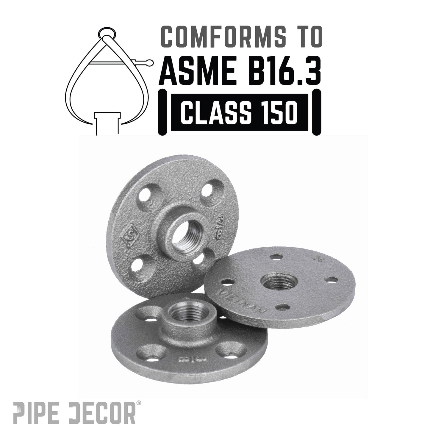 3/8 in. Black Floor Flange PIPE DECOR