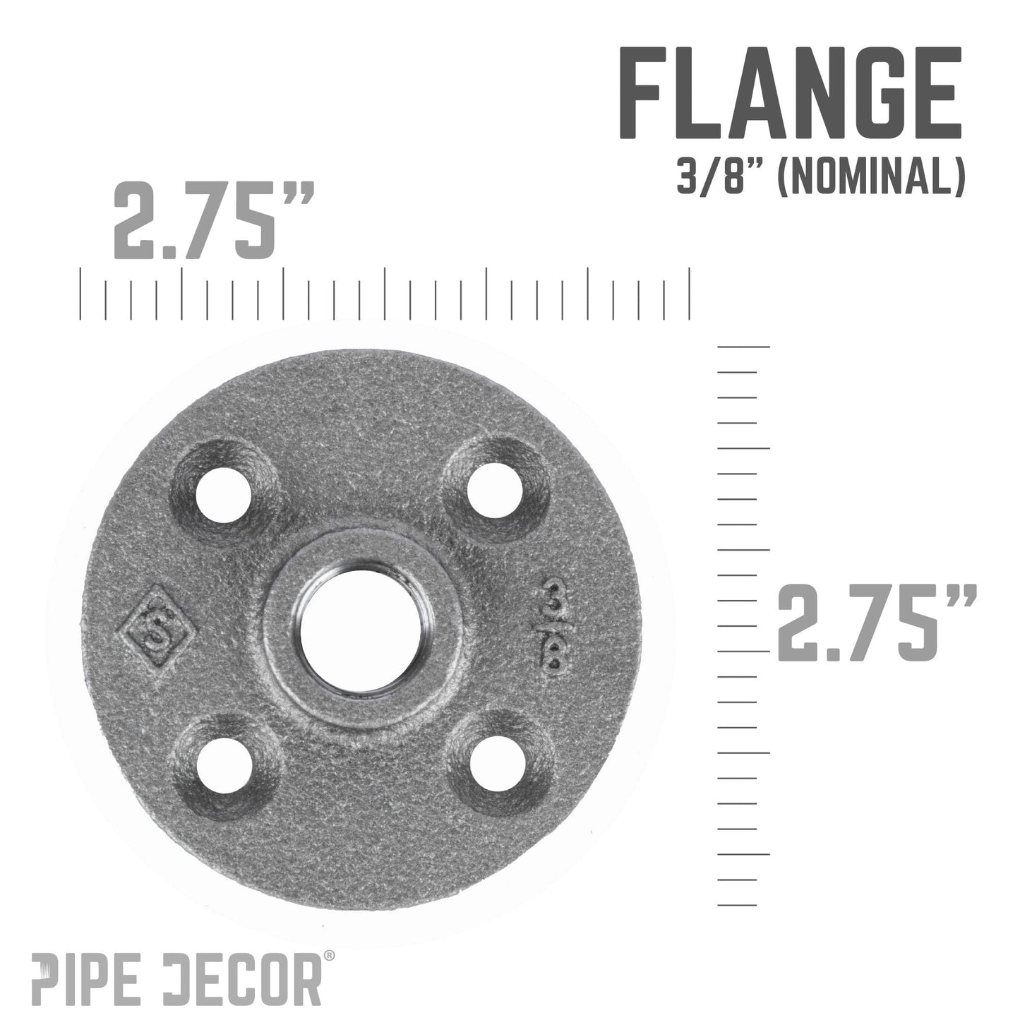 3/8 in. Black Floor Flange PIPE DECOR