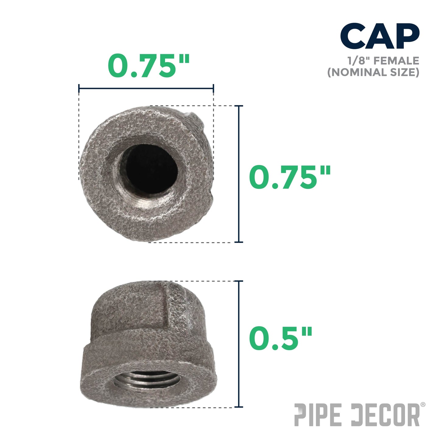 1/8 in. Black Cap PIPE DECOR
