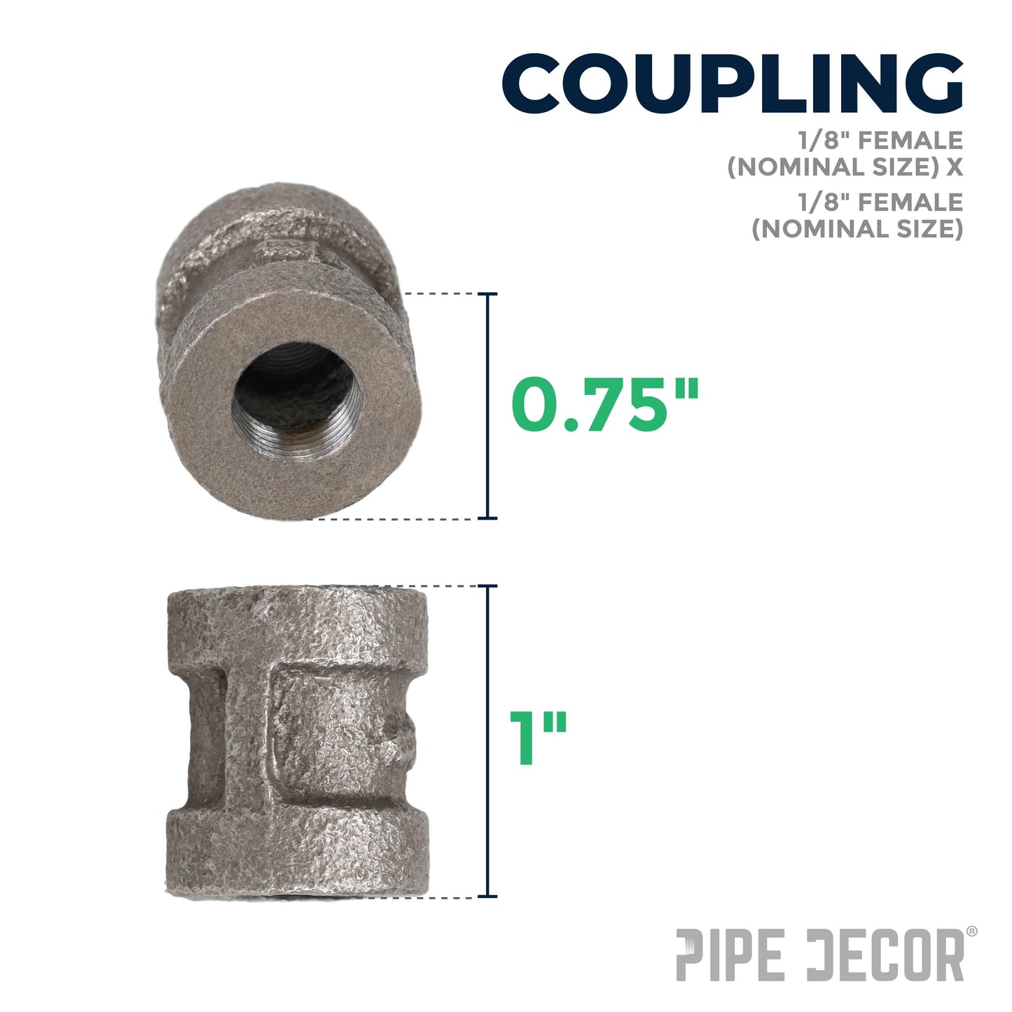1/8 in. Black Coupling PIPE DECOR