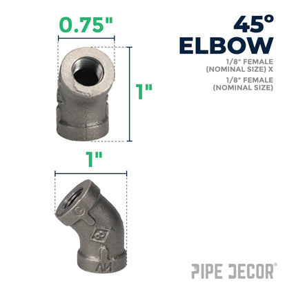 1/8 in. Black 45 Degree Elbow PIPE DECOR