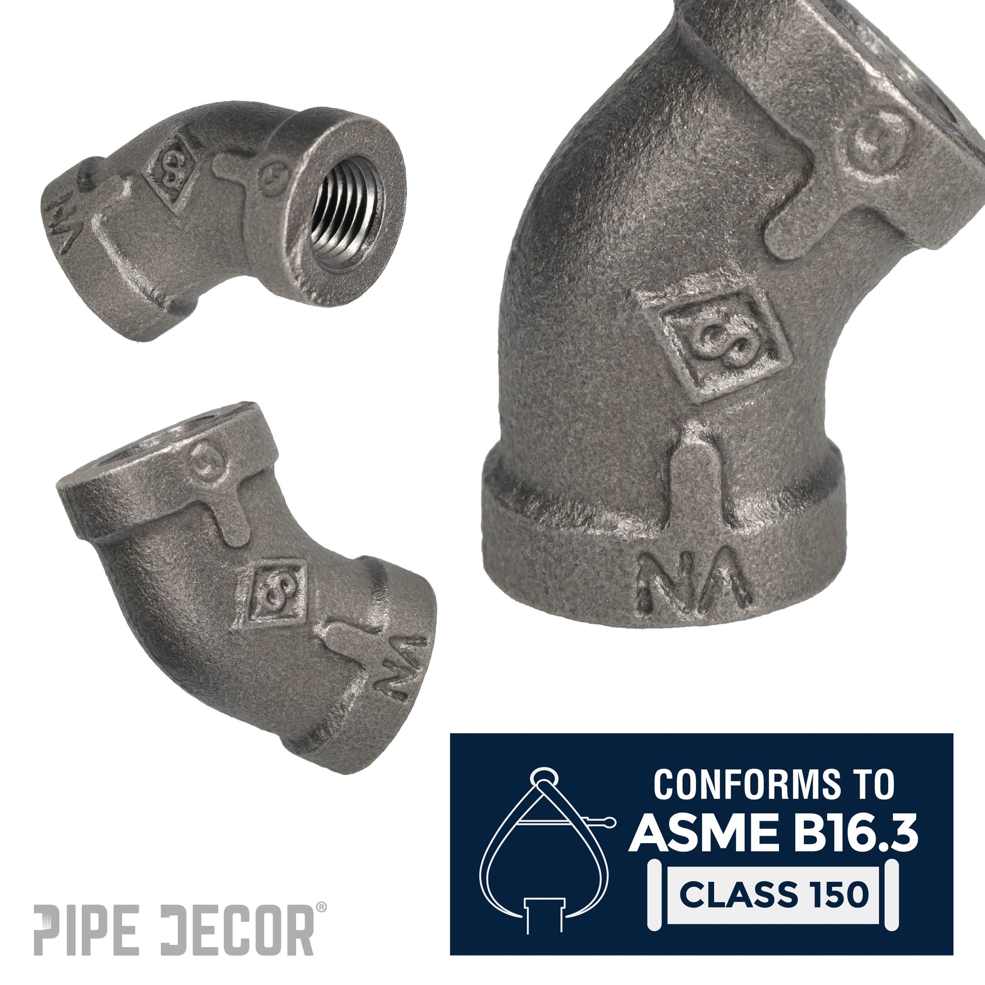 1/8 in. Black 45 Degree Elbow PIPE DECOR
