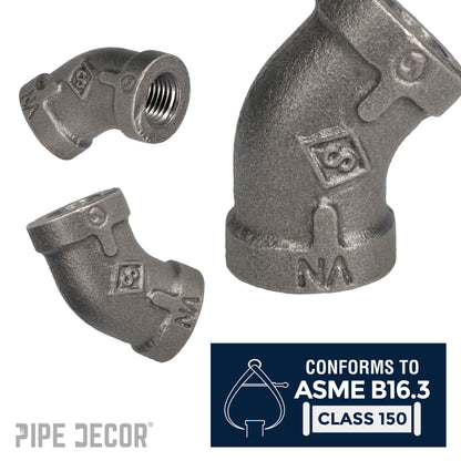 1/8 in. Black 45 Degree Elbow PIPE DECOR