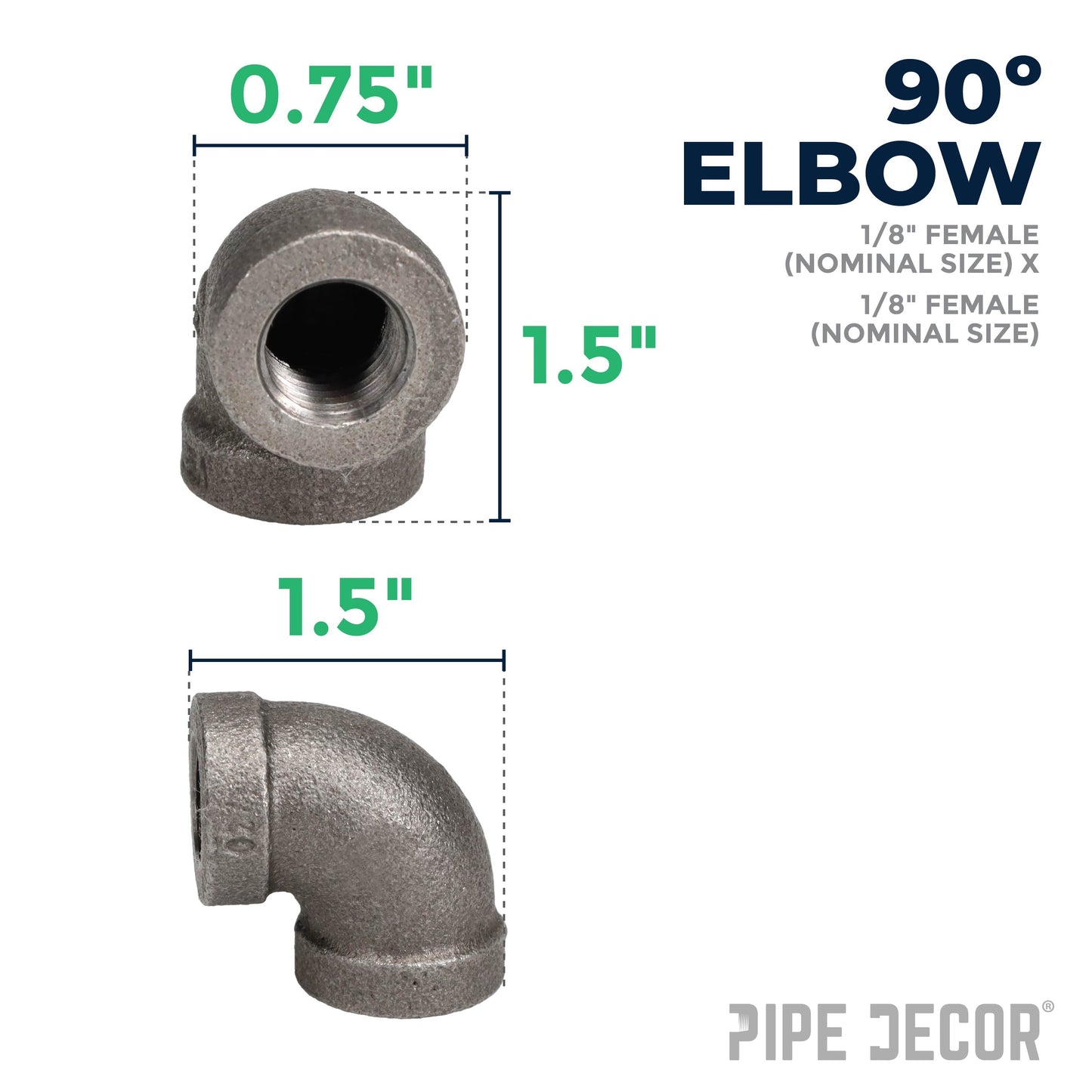 1/8 in. Black 90 Degree Elbow PIPE DECOR