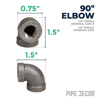 1/8 in. Black 90 Degree Elbow PIPE DECOR