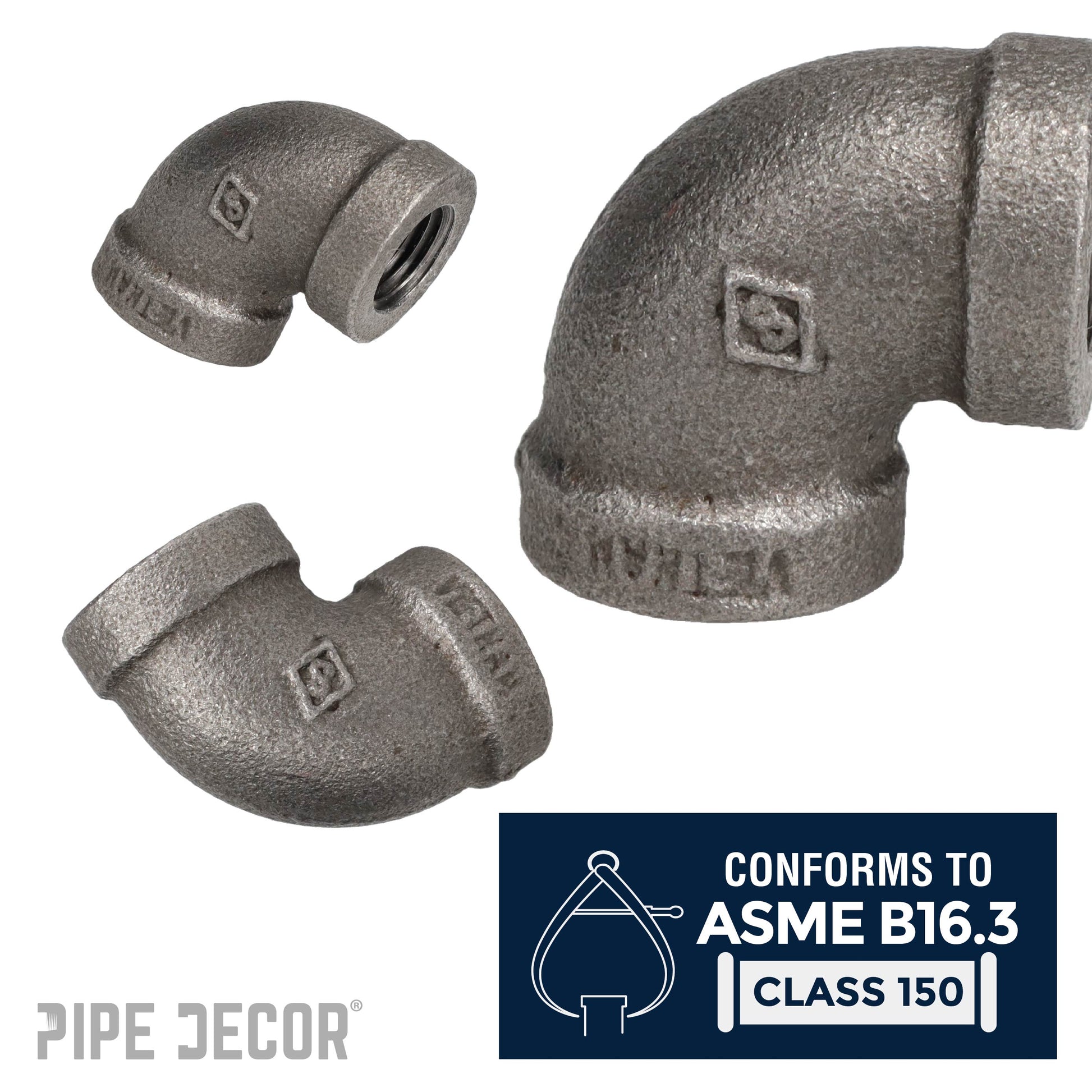 1/8 in. Black 90 Degree Elbow PIPE DECOR