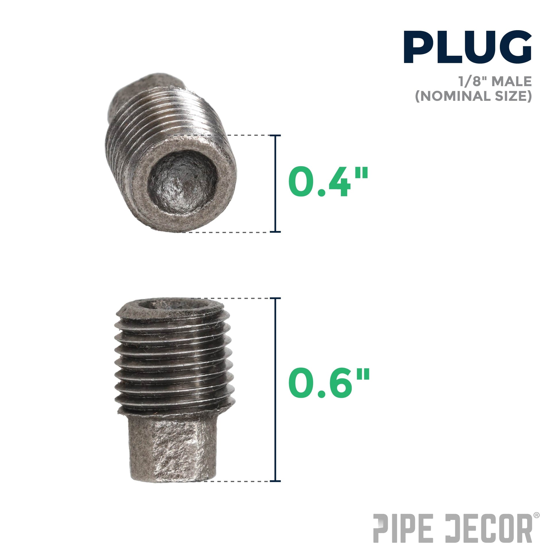 1/8 in. Black Plug PIPE DECOR