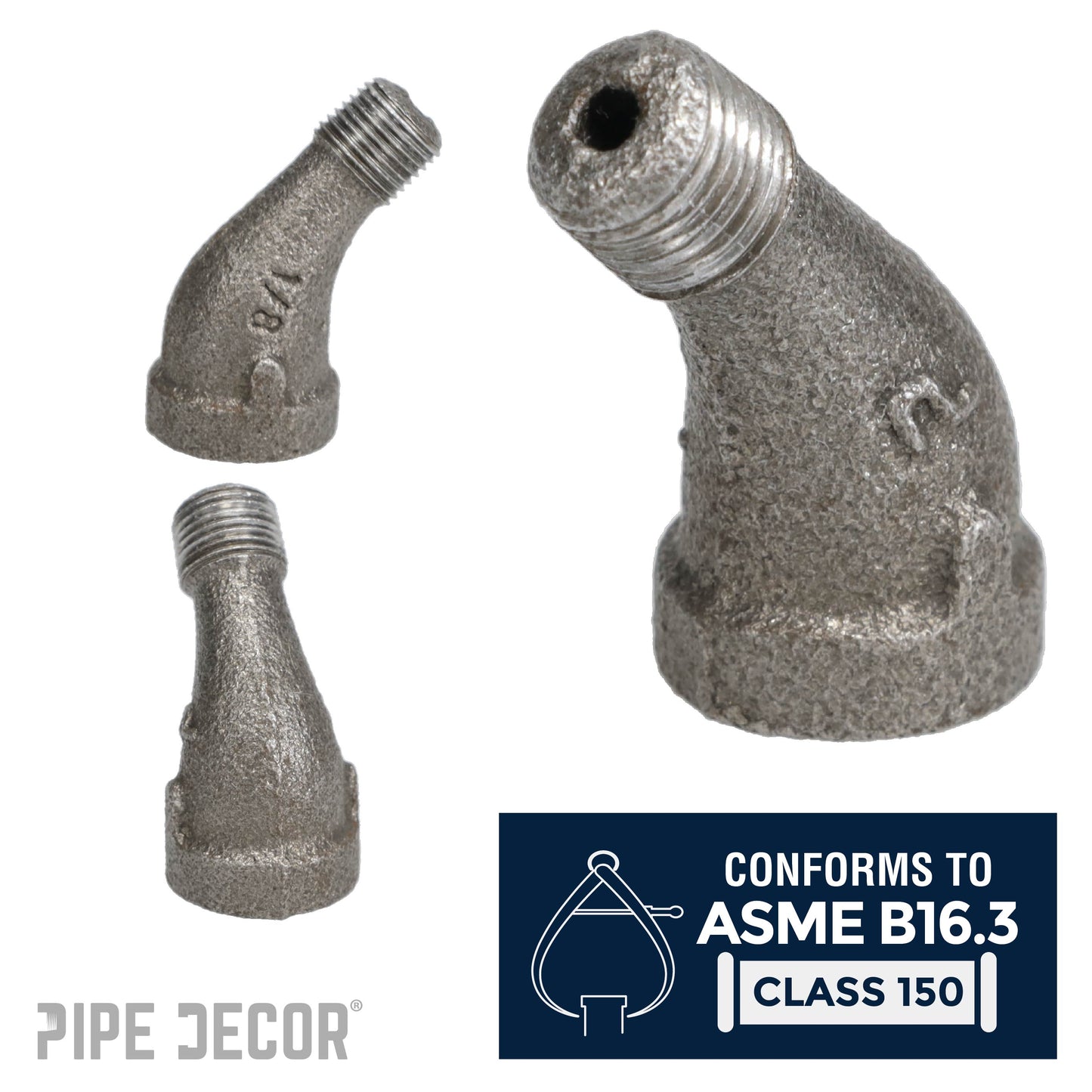 1/8 in. Black 45 Degree Street Elbow PIPE DECOR