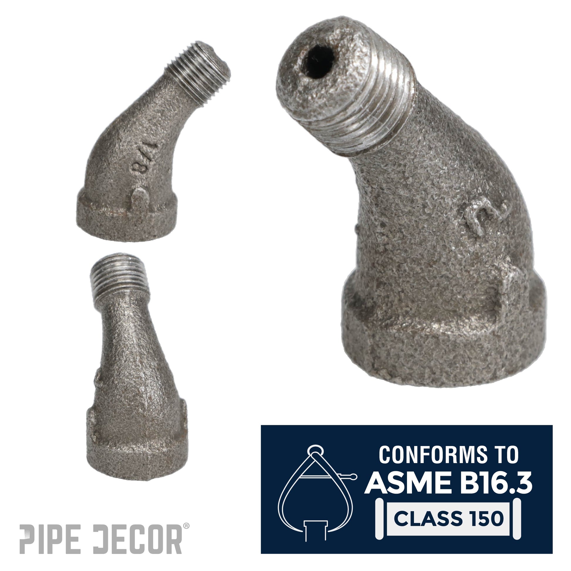 1/8 in. Black 45 Degree Street Elbow PIPE DECOR