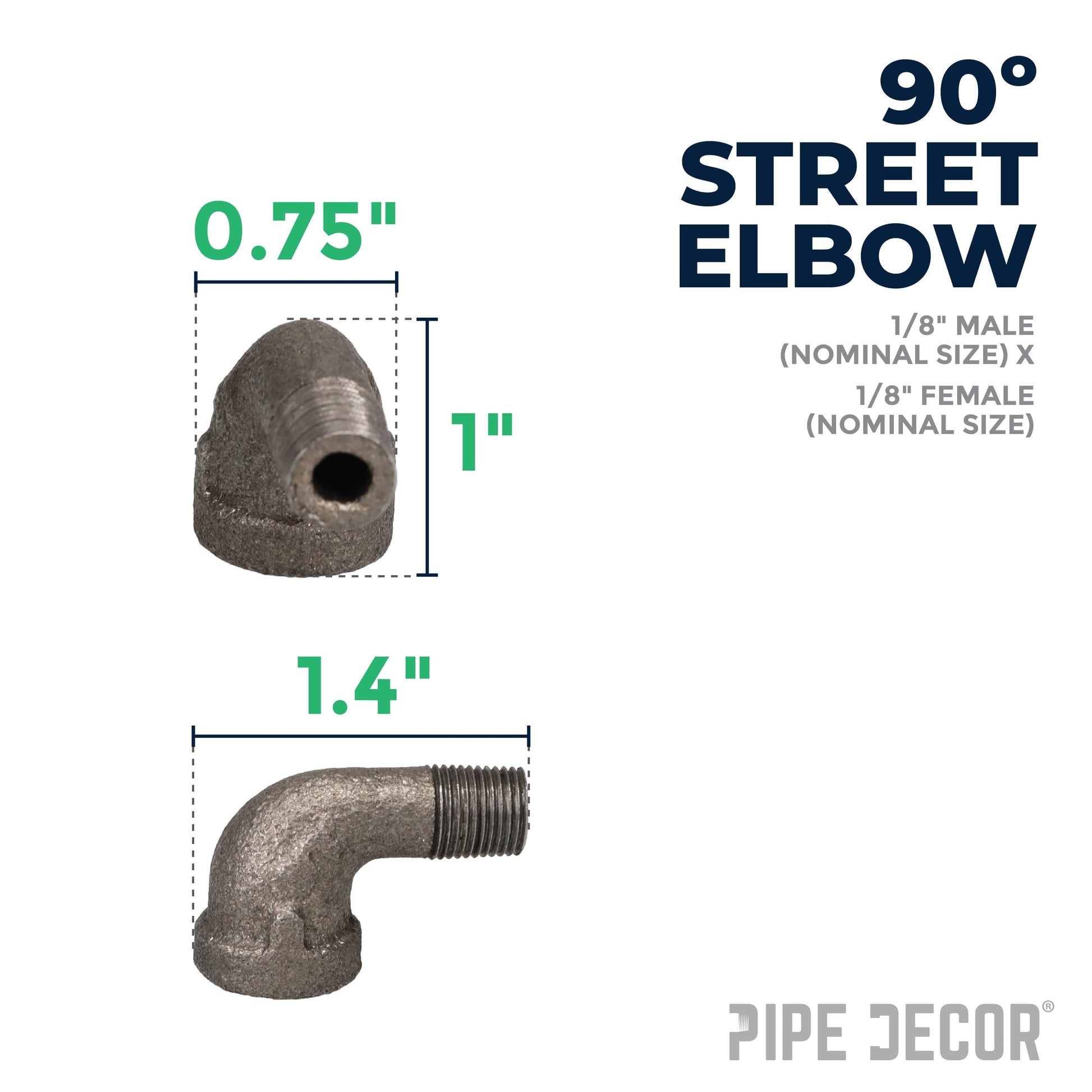 1/8 in. Black 90 Degree Street Elbow PIPE DECOR