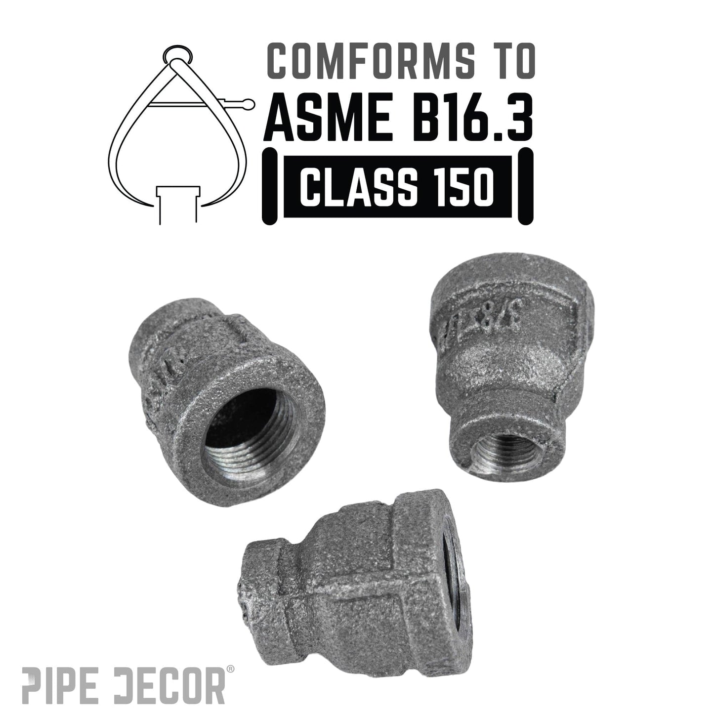 3/8 in. x 1/8 in. Black Reducing Coupling PIPE DECOR