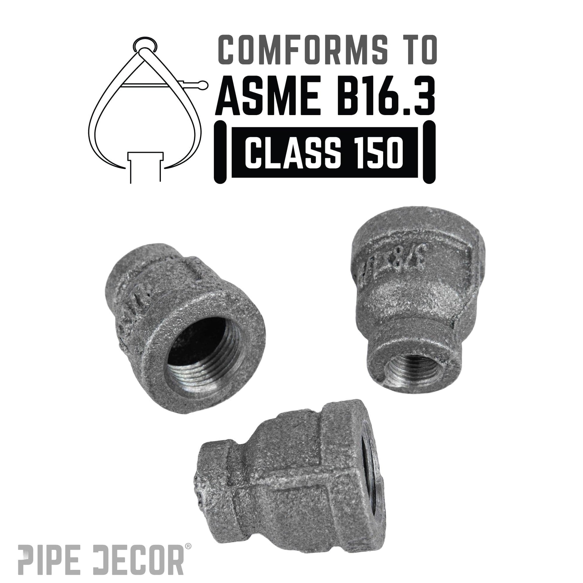 3/8 in. x 1/8 in. Black Reducing Coupling PIPE DECOR