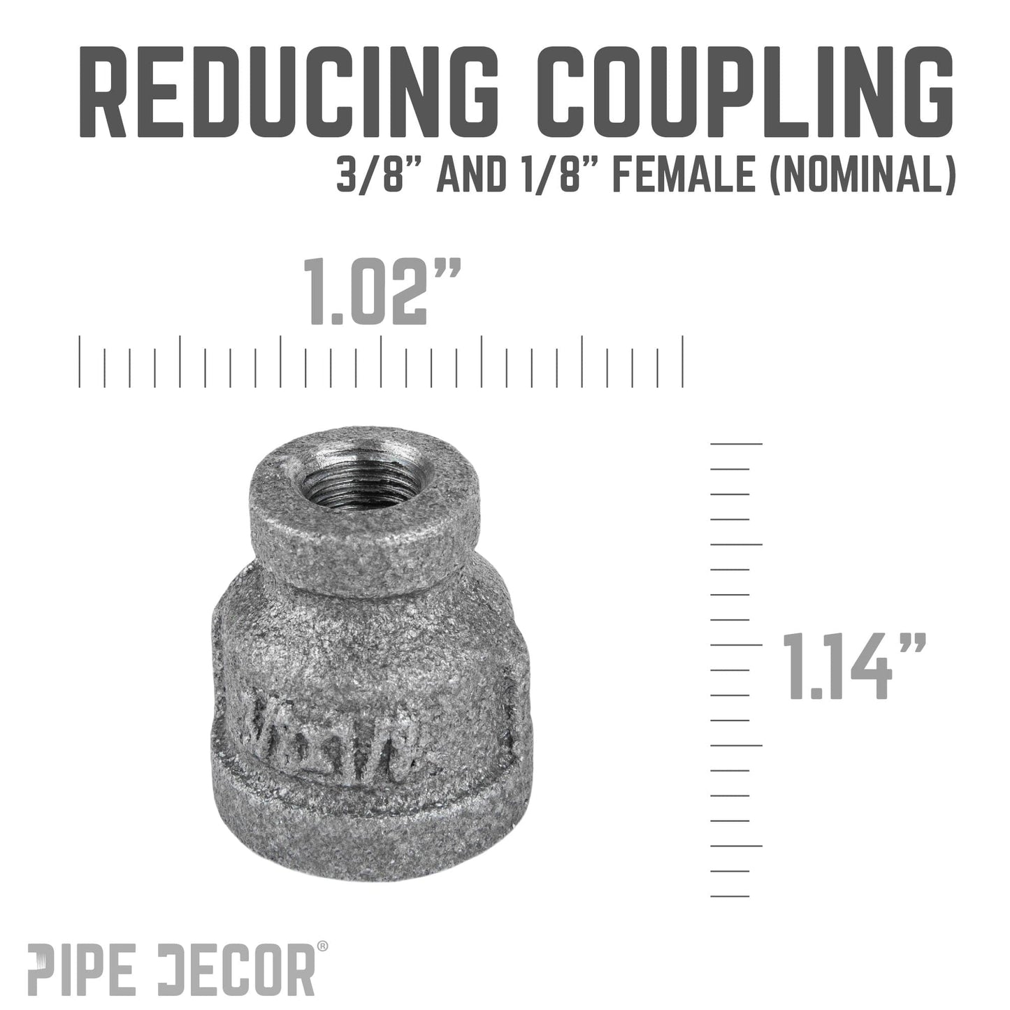 3/8 in. x 1/8 in. Black Reducing Coupling PIPE DECOR