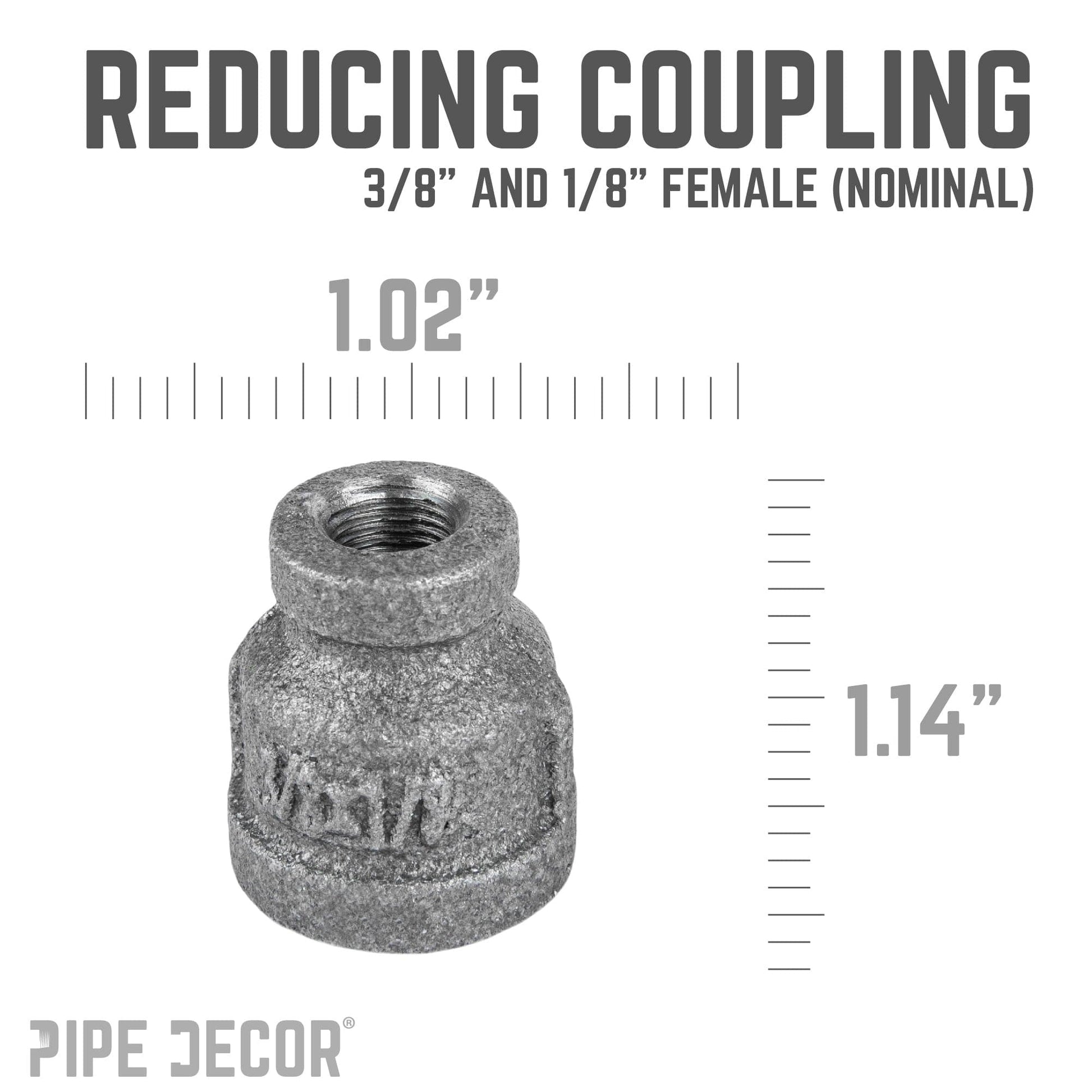 3/8 in. x 1/8 in. Black Reducing Coupling PIPE DECOR