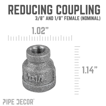 3/8 in. x 1/8 in. Black Reducing Coupling PIPE DECOR
