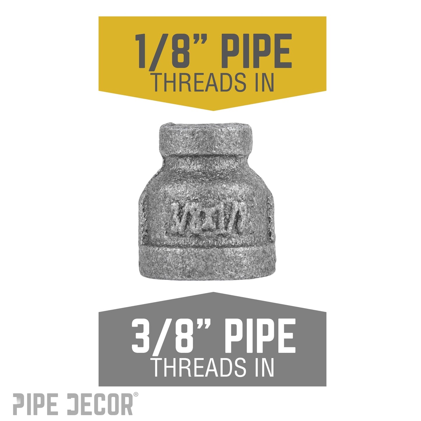 3/8 in. x 1/8 in. Black Reducing Coupling PIPE DECOR