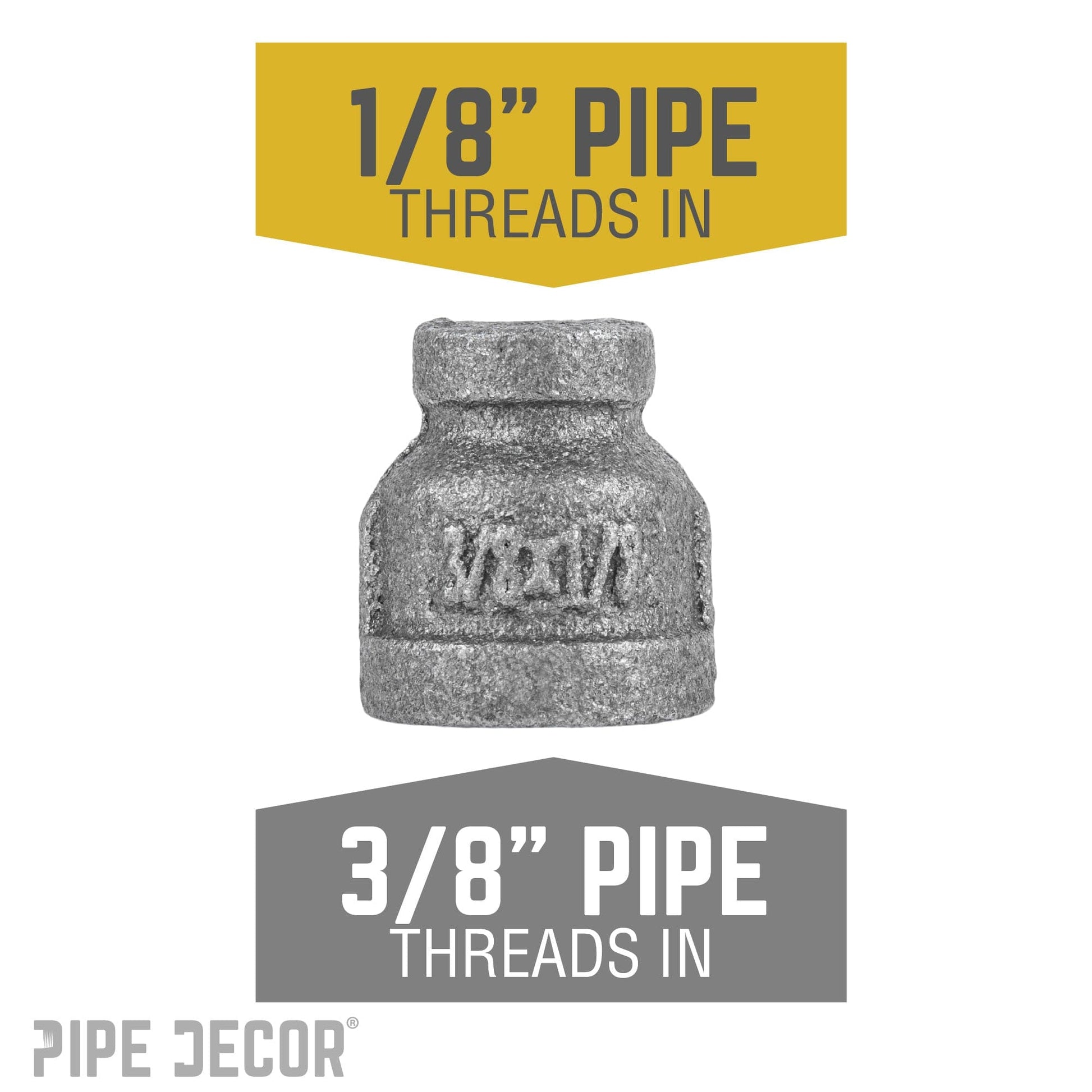 3/8 in. x 1/8 in. Black Reducing Coupling PIPE DECOR