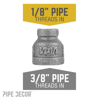 3/8 in. x 1/8 in. Black Reducing Coupling PIPE DECOR
