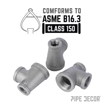1 in. x 1/2 in. x 1/2 in. Black Reducing Tee PIPE DECOR