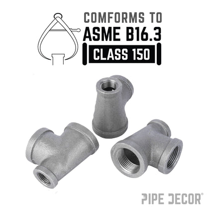 1 1/2 in. x 3/4 in. x 1 1/2 in. Black Reducing Tee PIPE DECOR