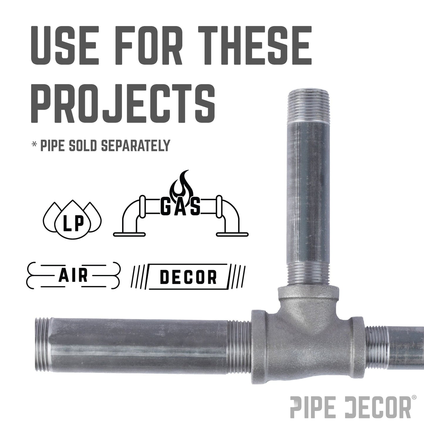 1 1/2 in. x 3/4 in. x 1 1/2 in. Black Reducing Tee PIPE DECOR