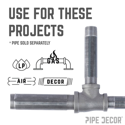 1 1/2 in. x 3/4 in. x 1 1/2 in. Black Reducing Tee PIPE DECOR