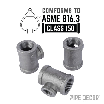 1 1/4 in. x 1 1/4 in. x 3/4 in. Black Reducing Tee PIPE DECOR