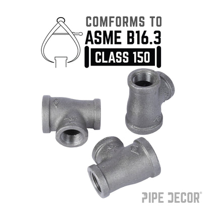 2 in. x 1 1/2 in. x 1 1/2 in. Black Reducing Tee PIPE DECOR