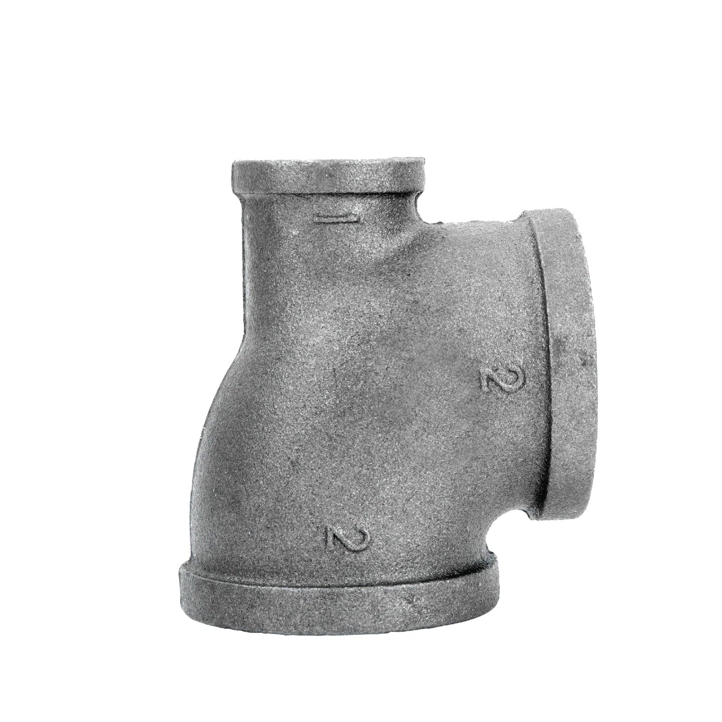 2 in. x 1 in. x 2 in. Black Reducing Tee PIPE DECOR