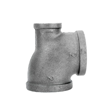 2 in. x 1 in. x 2 in. Black Reducing Tee PIPE DECOR