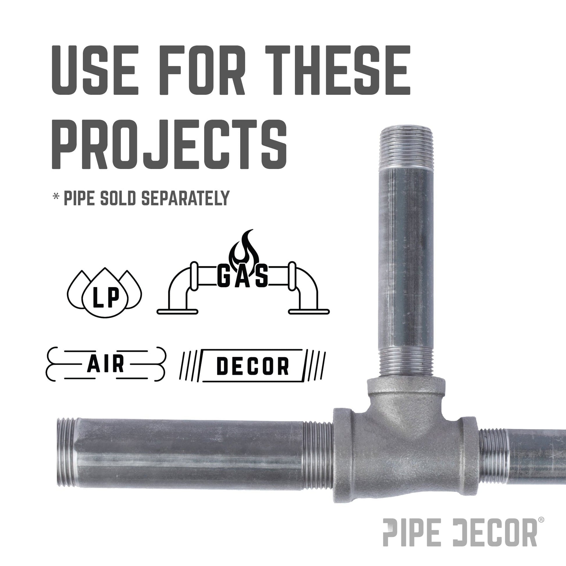 2 in. x 1 in. x 2 in. Black Reducing Tee PIPE DECOR