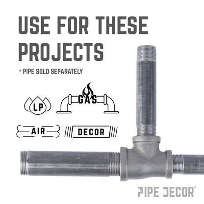 2 in. x 1 in. x 2 in. Black Reducing Tee PIPE DECOR