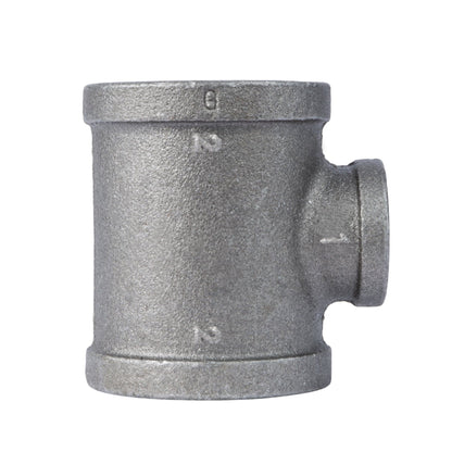 2 in. x 2 in. x 1 in. Black Reducing Tee PIPE DECOR