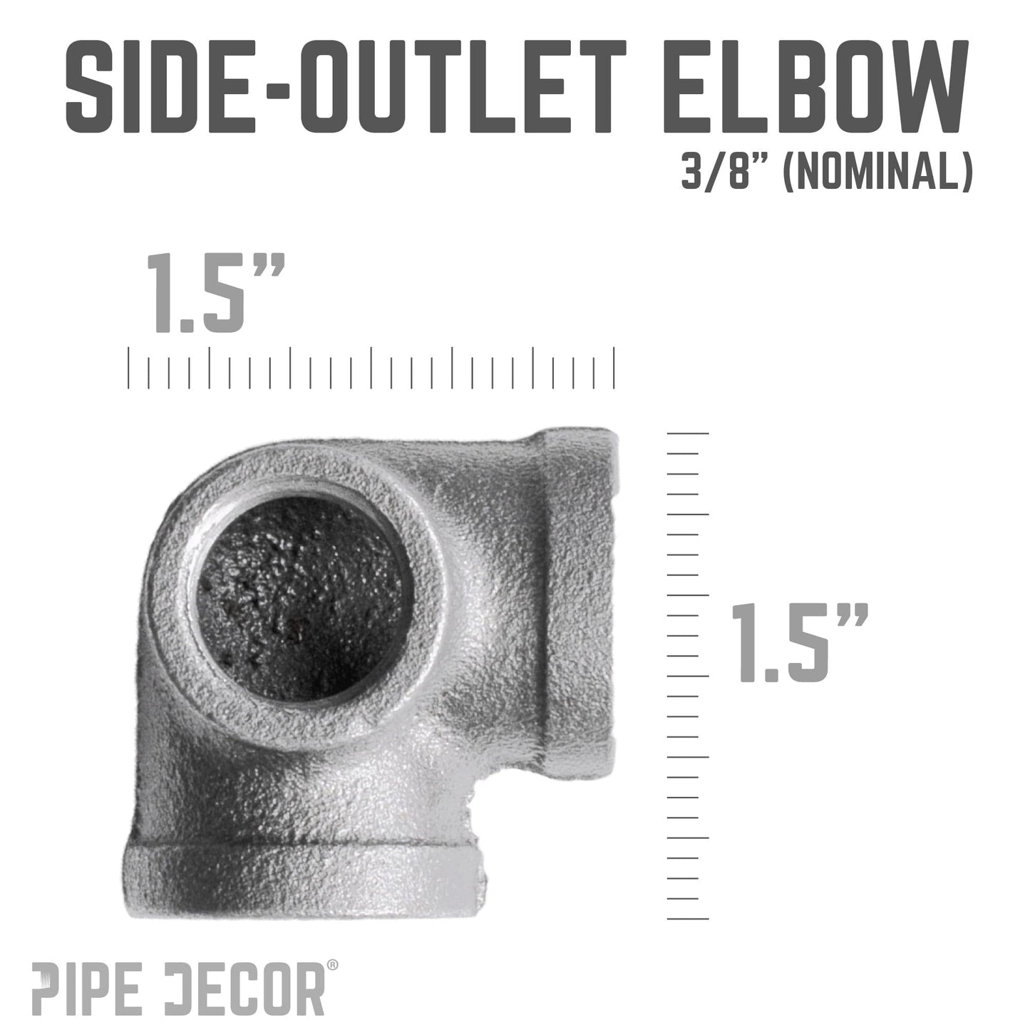 3/8 in. Black Side Outlet Elbow PIPE DECOR