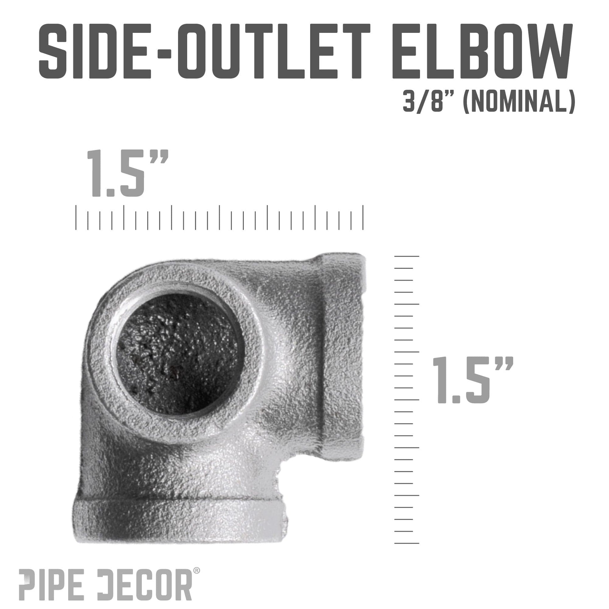 3/8 in. Black Side Outlet Elbow PIPE DECOR