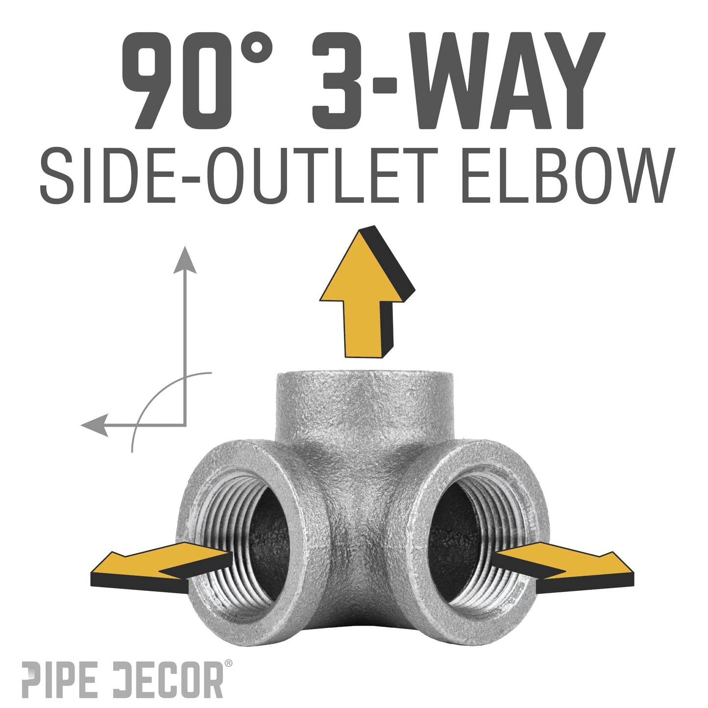3/8 in. Black Side Outlet Elbow PIPE DECOR