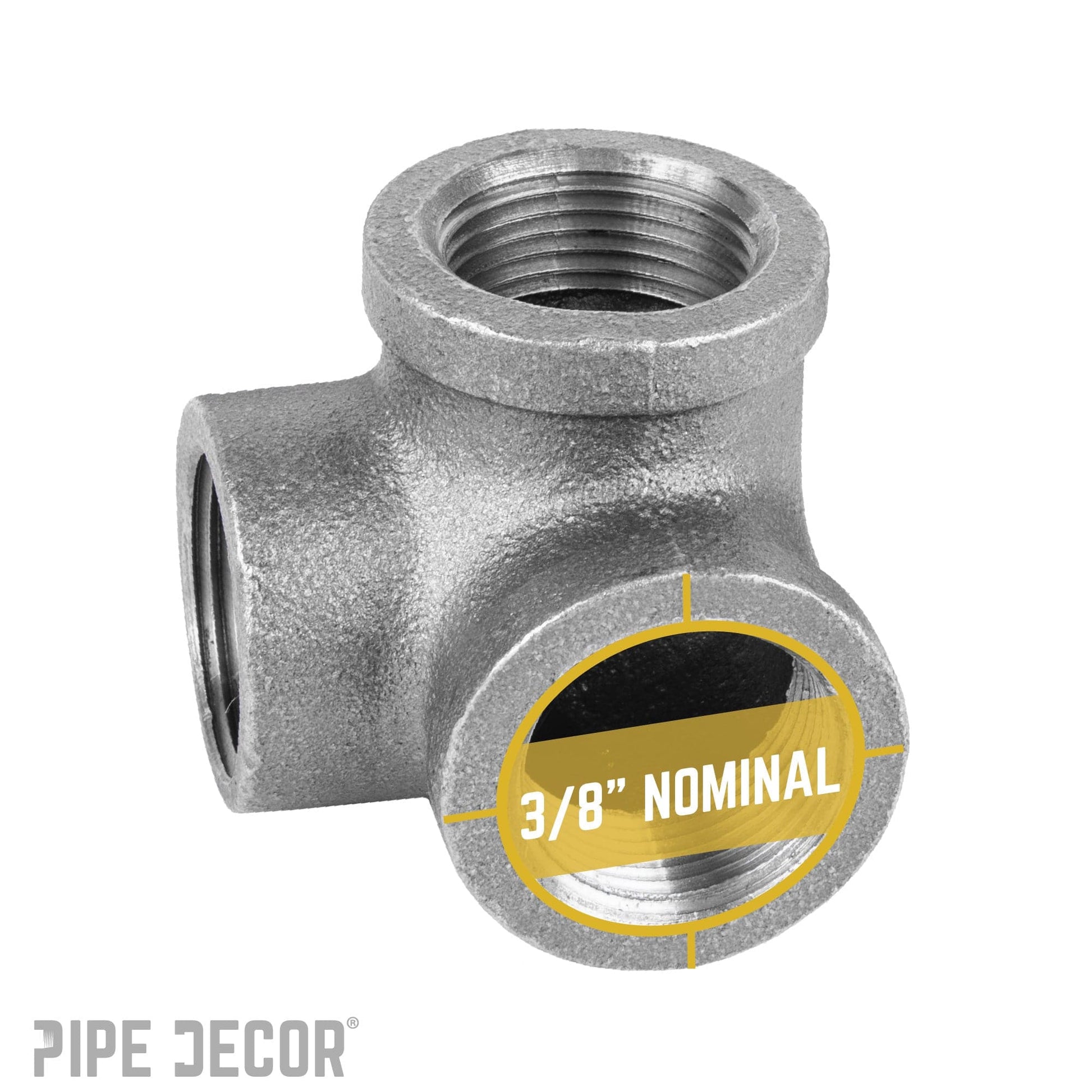 3/8 in. Black Side Outlet Elbow PIPE DECOR