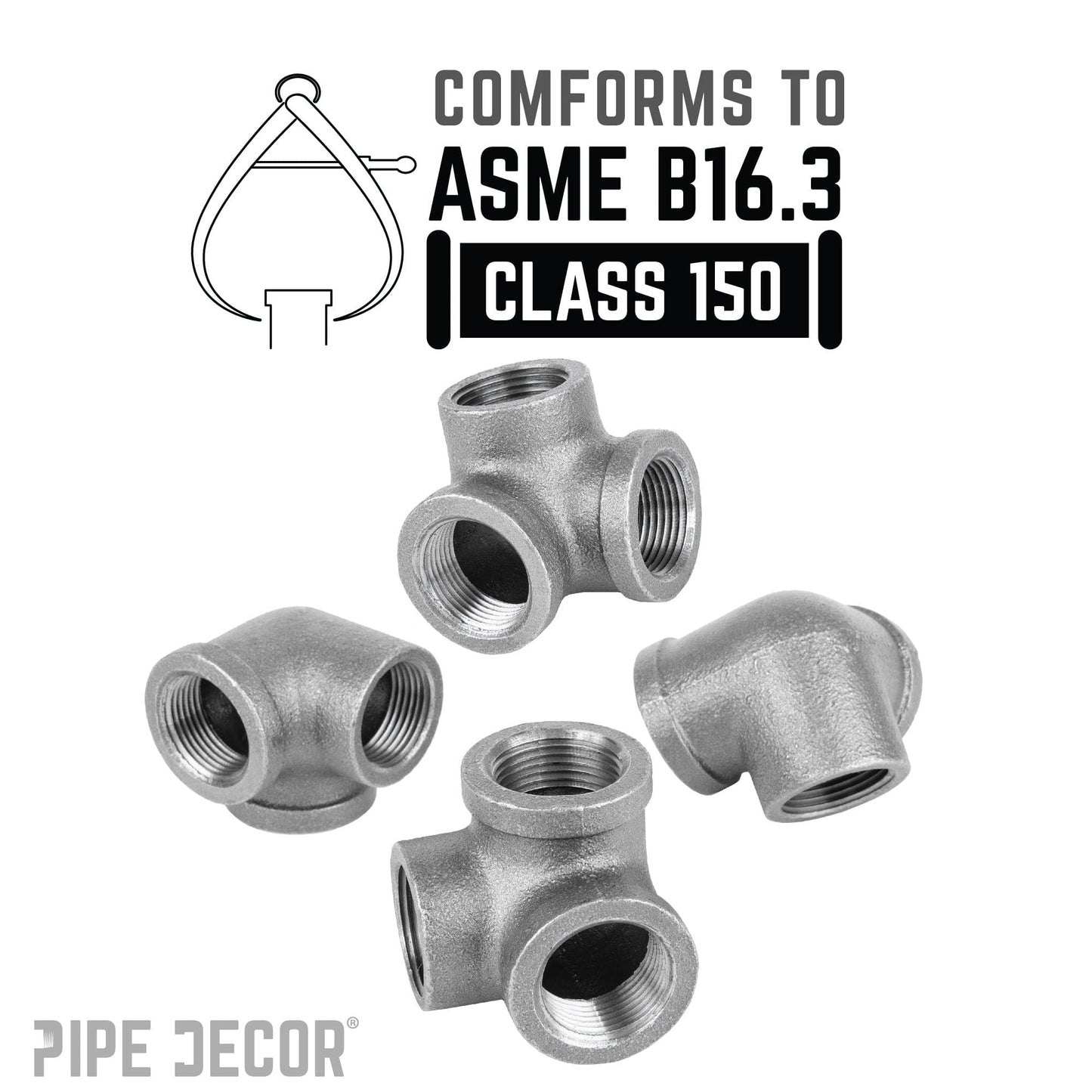3/8 in. Black Side Outlet Elbow PIPE DECOR