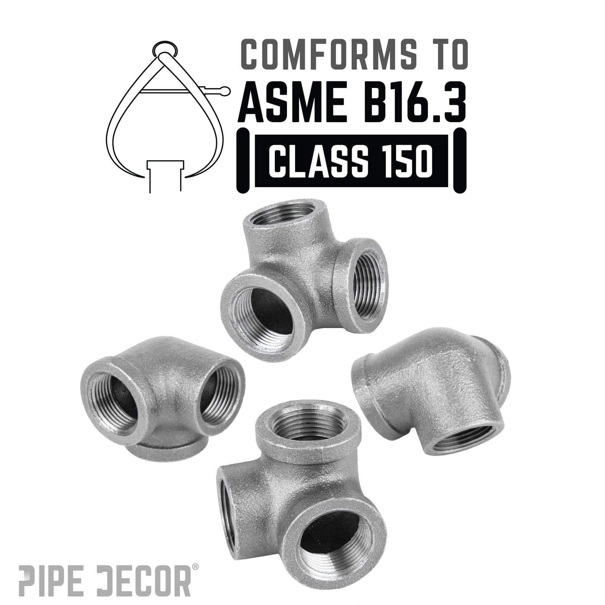 3/8 in. Black Side Outlet Elbow PIPE DECOR