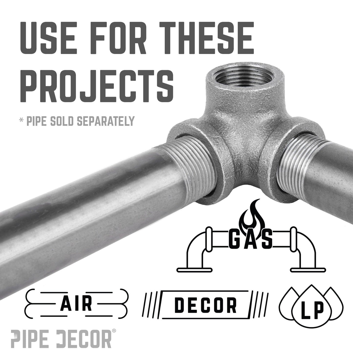 3/8 in. Black Side Outlet Elbow PIPE DECOR