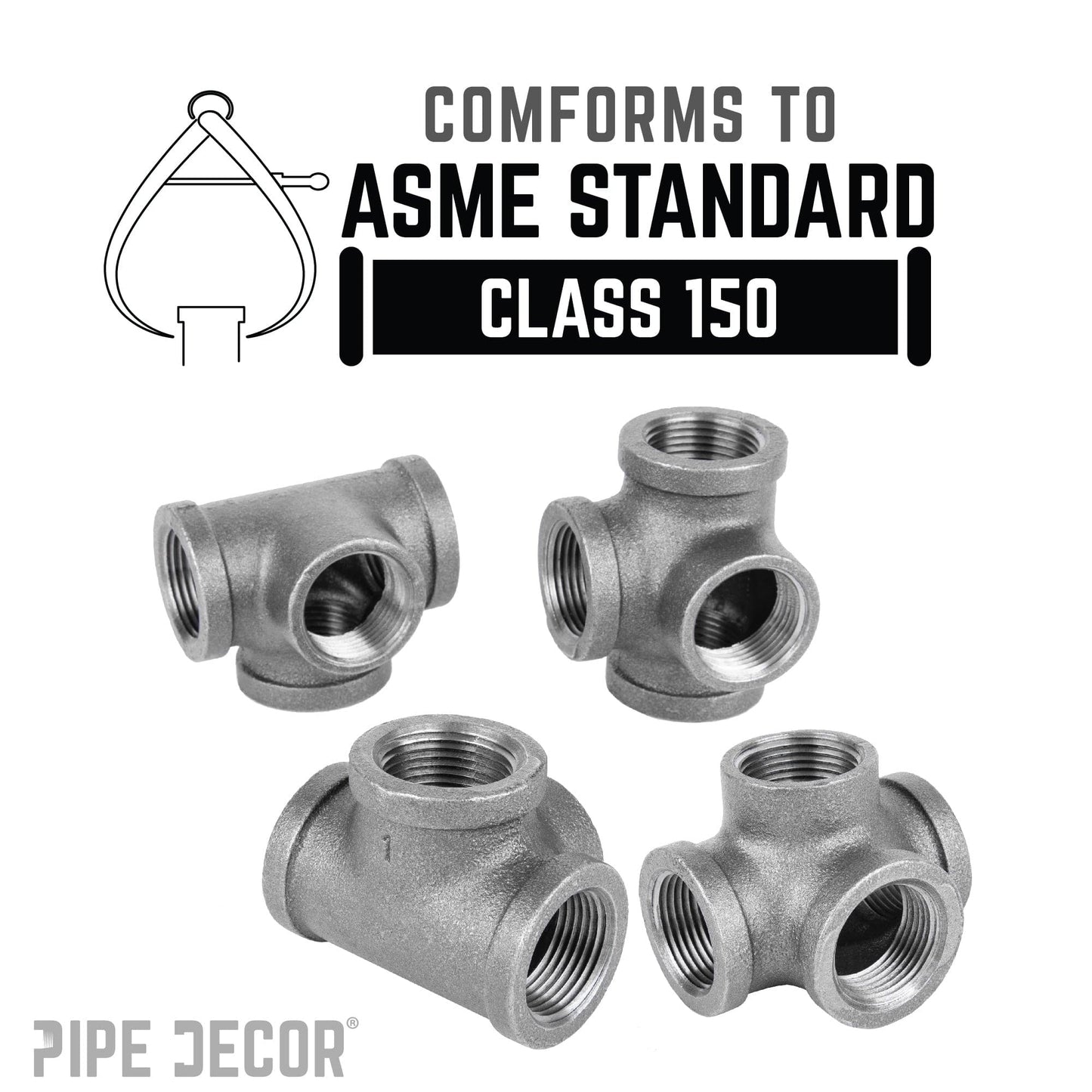 3/8 in. Black Side Outlet Tee PIPE DECOR