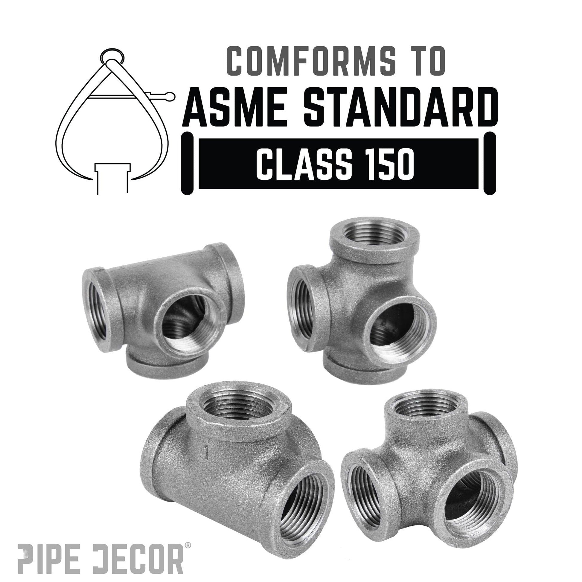 3/8 in. Black Side Outlet Tee PIPE DECOR