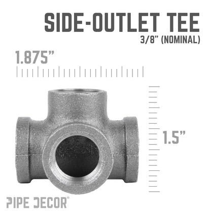 3/8 in. Black Side Outlet Tee PIPE DECOR
